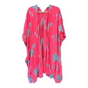 Gianni Bini Pink Floral Kimono Cover-Up One Size M D4